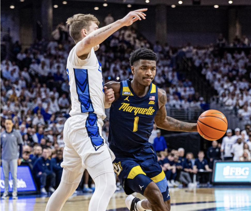 Kam Jones led Marquette with 23 points in its loss to Creighton. (Photo courtesy of Marquette Athletics.)